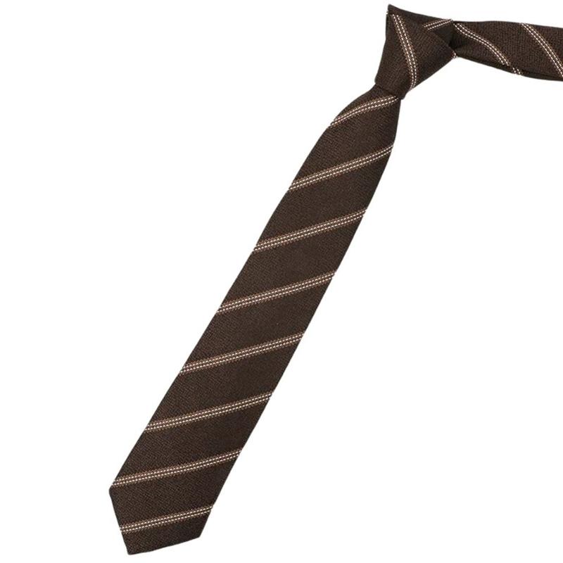 Brown Checkered Striped Neck Tie Pre-Tied Bowtie for Japanese JK School Uniform