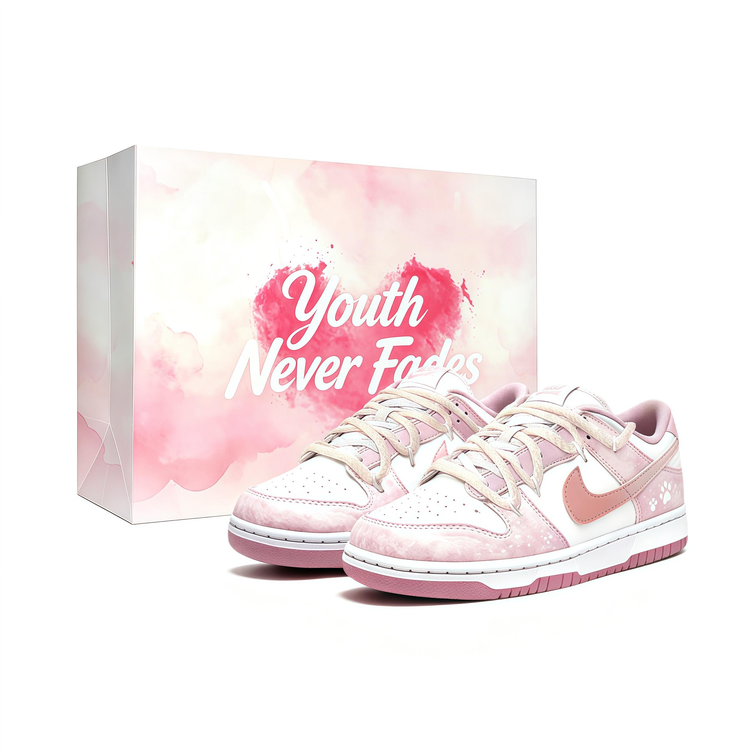 

Nike Dunk Pink Cat Paw, Shopping Bag, Girlfriend Leather Low top Skateboard Shoes Unisex DD1873-112(Team1419-) 36.5