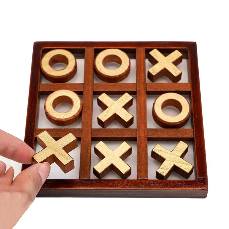 Wooden Tic Tac Toe Board Game Puzzle Toys for Party Family Fun Entertainment Parent Child Interaction Chess Best Gifts