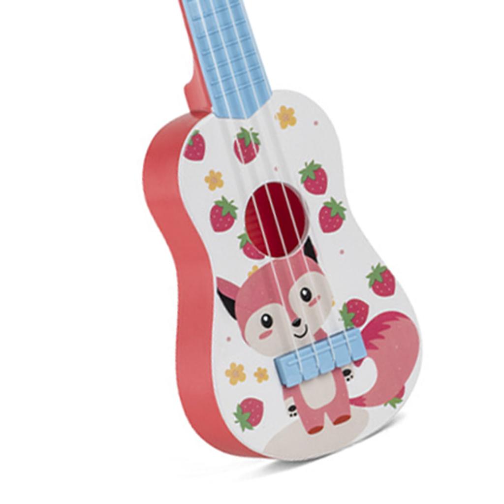 Kids Guitar Toy Plastic Cartoon Pattern Educational 4 String Playable Ukulele Toy for Boys Girls