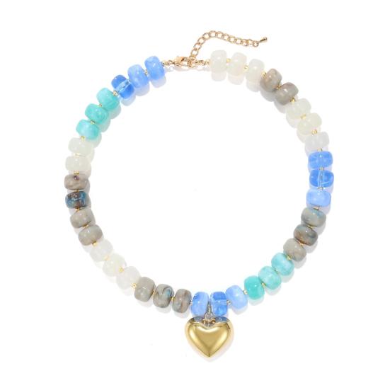 Klobiger Bunter Perlen-Choker Harzperlen-Halskette Boho Urlaubs-Halskette für Damen Tägliches Tragen Sommer Strandurlaub Schmuck