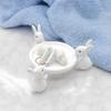 jijijing 3D Printed Cute Rabbit Tray Figurine, Multi-Functional Desktop Storage Holder for Headphones Jewelry Small Trinkets, Stable White Ring-Shaped