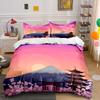 Japanese Landscape Three-Piece Set Decor Soft Skin-Friendly Bedding Set Includes 1 Duvet Cover And 2 Pillowcase Gift