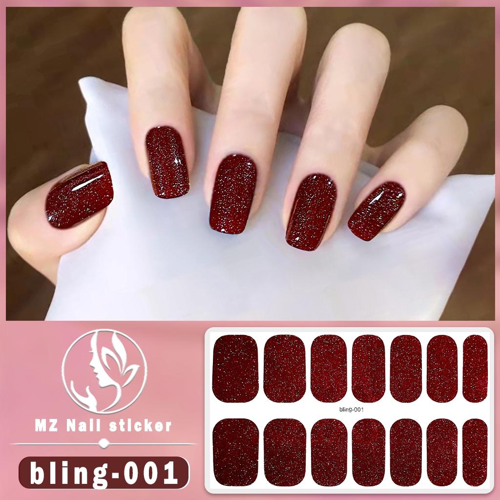 [New Arrivals] 14pcs/Set bling Series 3D Three-Dimensional High-End Nail Stickers Flashing Fine Aurora White Polish Film Waterproof Long-Lasting bling-001