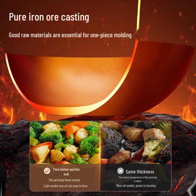 SUPOR 32cm Cast Iron Stir-Fry Wok