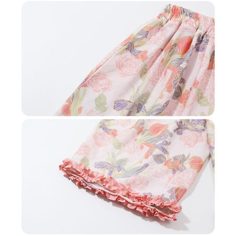 Blumiges Sommer-Weste-Set für Mädchen, Baby-Kinder-Pilzkanten-Zweiteiler