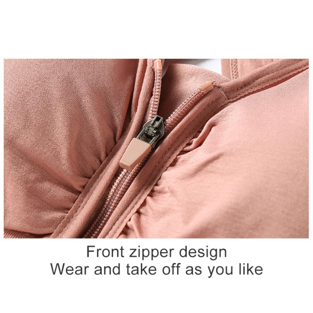 Damen-Push-up-BH mit Reißverschluss vorne, geraffte Schönheit am Rücken, Yoga-Unterwäsche, ohne Bügel, für Fitness, Laufen, stoßfest, schnell trocknend