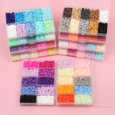 Kit de cuentas de arcilla Multicolor, 1200 Uds., 13 estilos, cuentas de arcilla polimérica redondas planas, Kit de fabricación de joyas con cordón elástico, bolsa de joyería, caja de regalo
