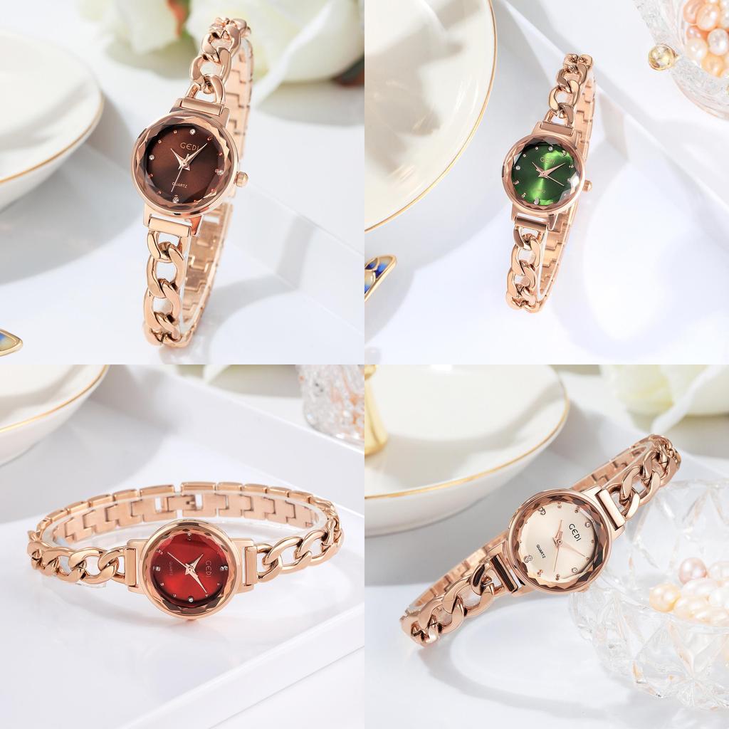 Gadi Elegant Womens Quartz Watch With Copper Chain Waterproof For Casual Daily Wear