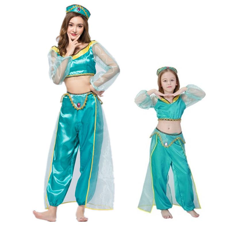 Princess Aladdin Halloween Jasmine Adult Ladies Suit Cosplay Dress Costume Set