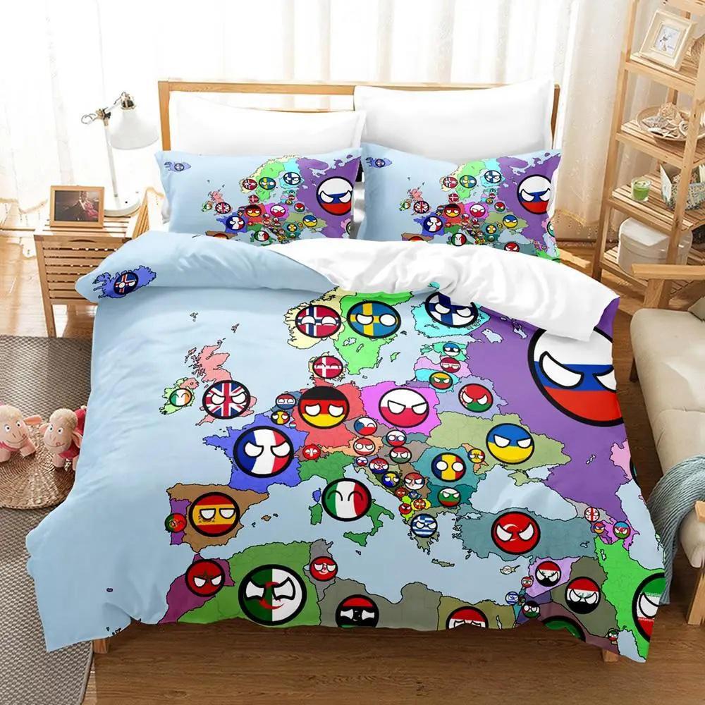 Nowy Zestaw Pościeli Countryball Polandballs Pojedynczy Bliźniak Pełny Queen King Size Zestaw na Łóżko Aldult Dziecko Sypialnia Zestawy Poszewek na Kołdrę 3D Anime