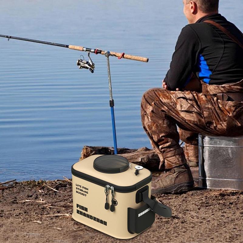 Foldable Live Fish Bucket Fishing Bucket Outdoor Multifunctional EVA Fishing Bag Live Fish Bait Bucket Wild Fishing Bucket