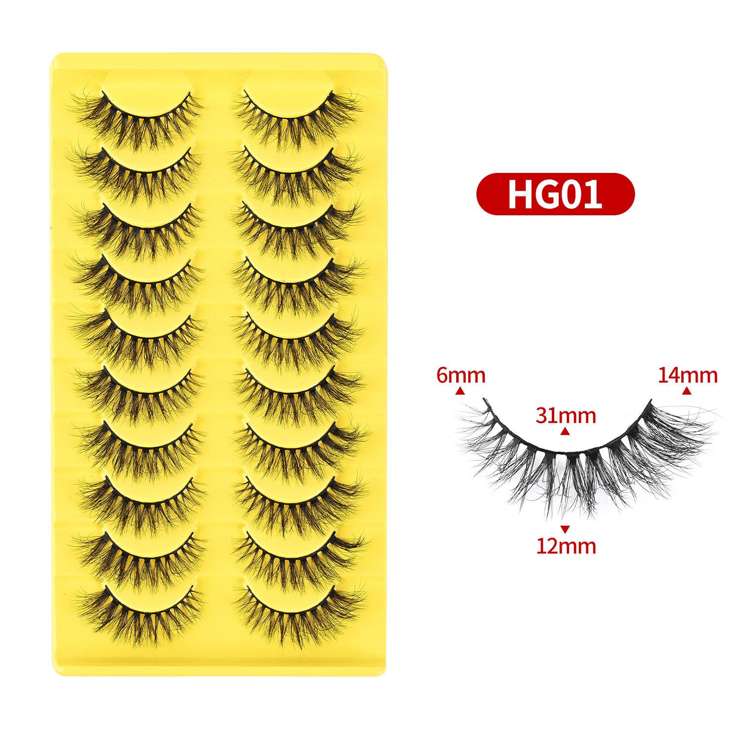 European and American New Chemical Fiber 10 Pairs of False Eyelashes Fluffy Eyelashes 10 Pairs of Colored Bottom Support Eyelashes 2026