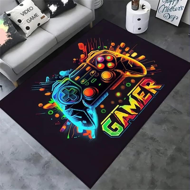 Gaming für Jungenzimmer Gamer Casual Teppich mit Controller-Design Teppich für Spielzimmer Schlafzimmerdeko Rutschfest Maschinenwaschbare Matte