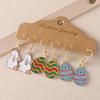 6pcs/set Rabbit Egg Design Dangle Earrings for Women Cute Cartoon Easter Earrings Party Jewelry Gifts