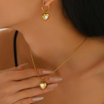 Wind Lady Earrings Necklace Set Niche Love 18k Electroplating Design Long Pendant Chain Women