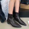 Niche Retro Thick Heel Pointed Brown Thin Boots Short Boots Women's 2025 New Spring and Autumn Single Boots French Small Ankle Boots