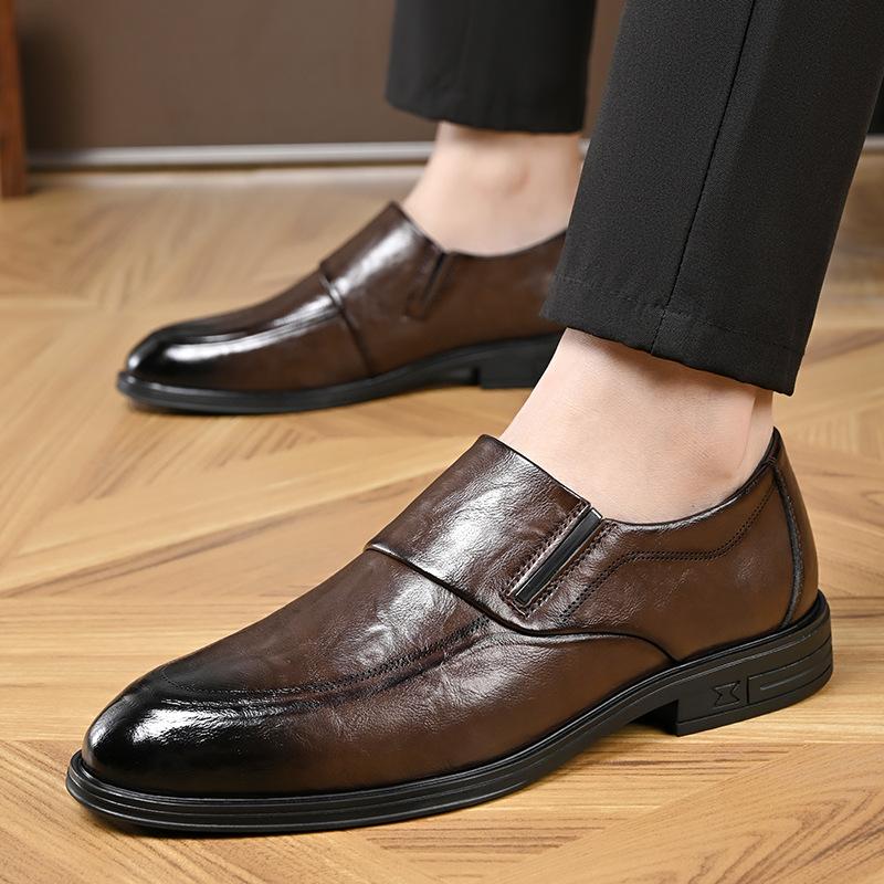 Men's business dress leather shoes men's Korean version of the trend British style one pedal autumn breathable casual men's shoes