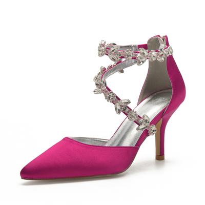 Mode Strass Damen spitze Zehen flacher Ausschnitt High Heel Einzelne Schuhe Damen Sommer neue Sandalen 42