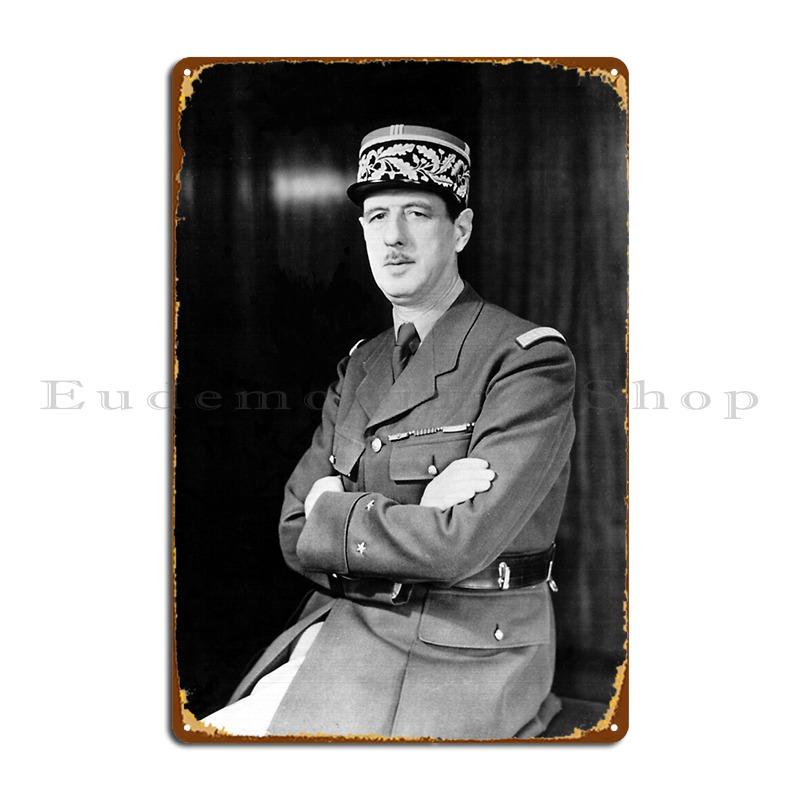 DORA Tin Sign Charles De Gaulle Metal Plaque Character Classic Wall Funny Rusty Tin Sign Poster 20x30cm(7.8x11.8inch)