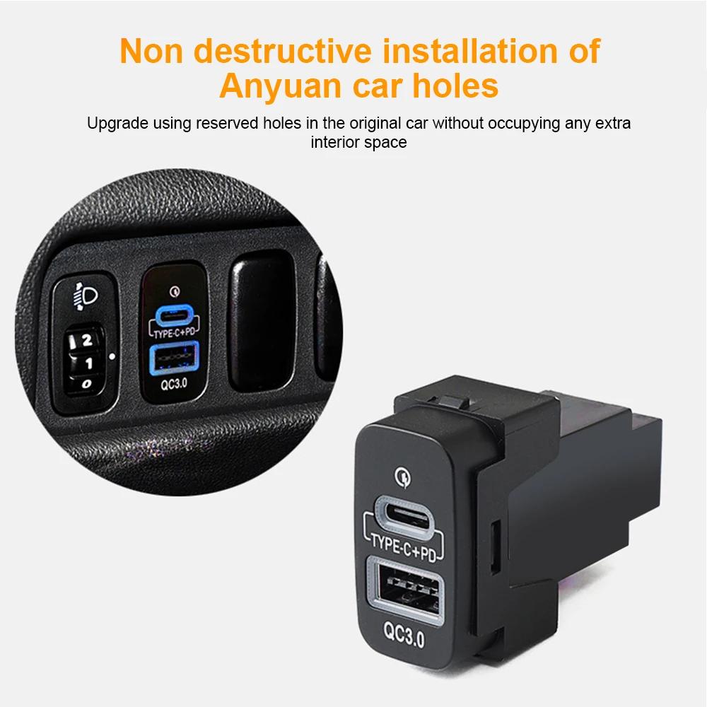 1pc Quick Car Charger TYPE-C PD USB Interface Socket 12V/24V Use For Mitsubishi Outlander LancerEX Pajero Sport ASX V73 V93 V97