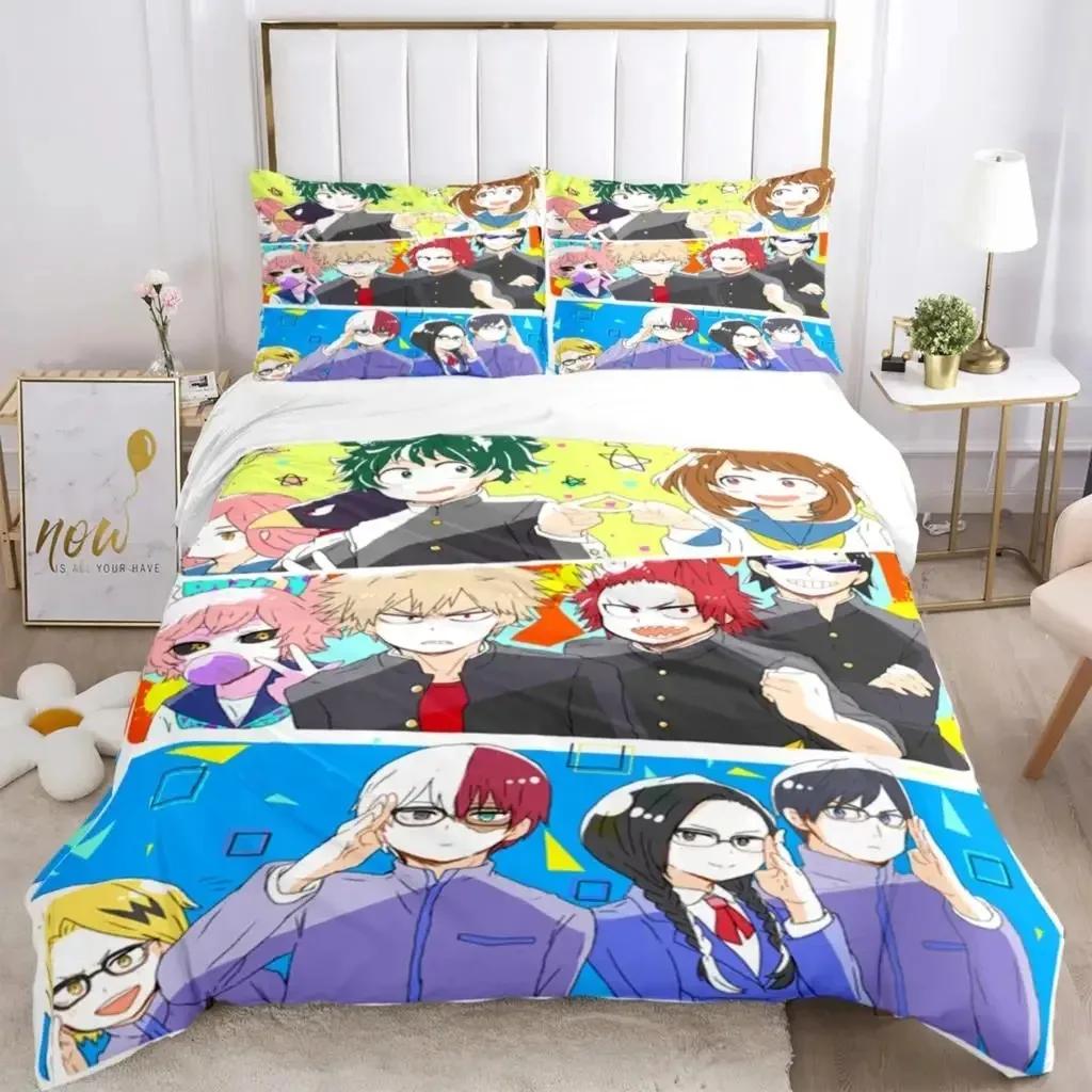 Fashion My Hero 3D Anime Print Thre Piece Beding Set Fashion Young Boys Or Adult Peoples For Beds Comfortable Quilt Covers Pilowcases Beding Set Gift
