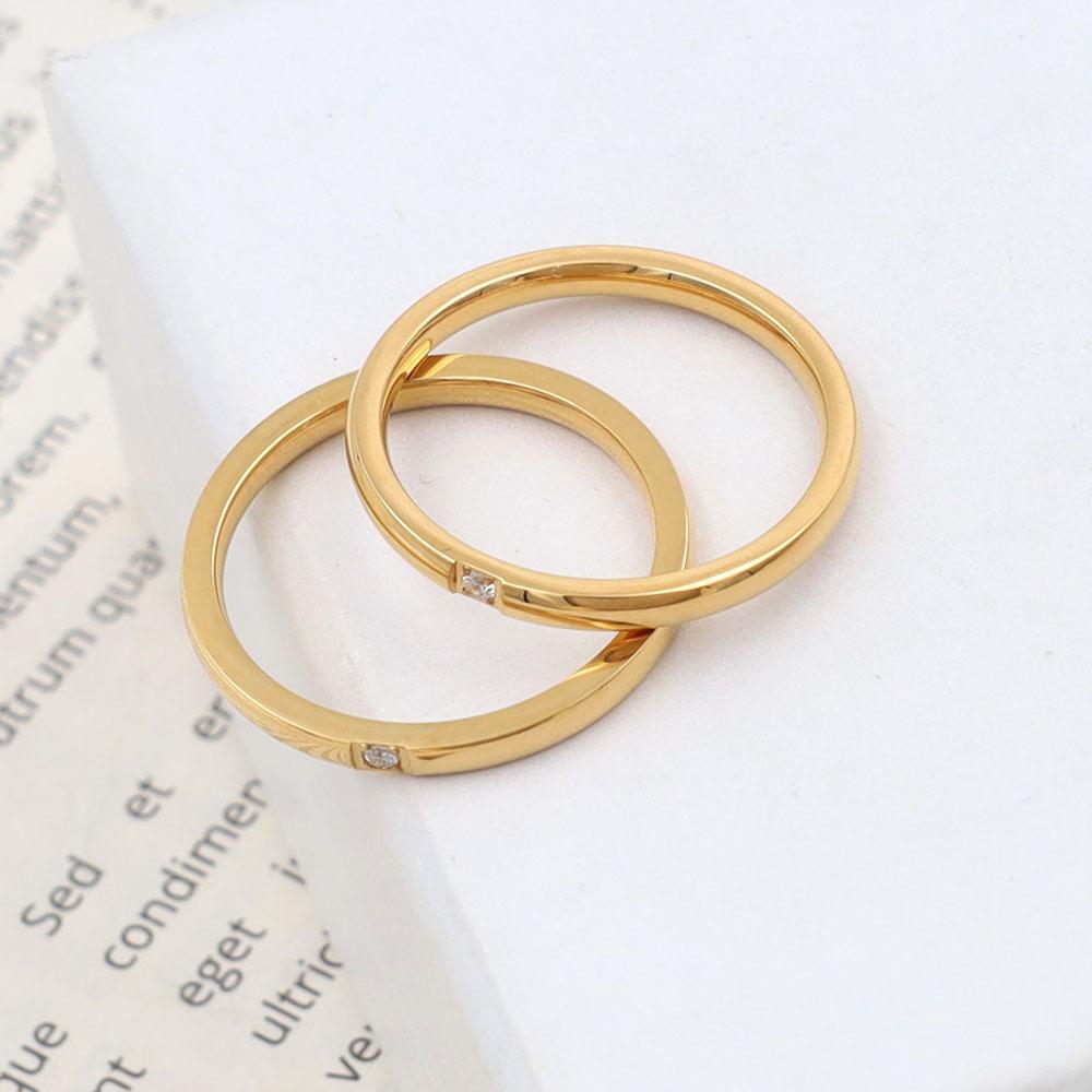 Stylish And Simple 18K Gold Micro-Inlaid Zircon Plain Ring Ring, Ultra-Fine Titanium Steel Single Diamond Ring For Women