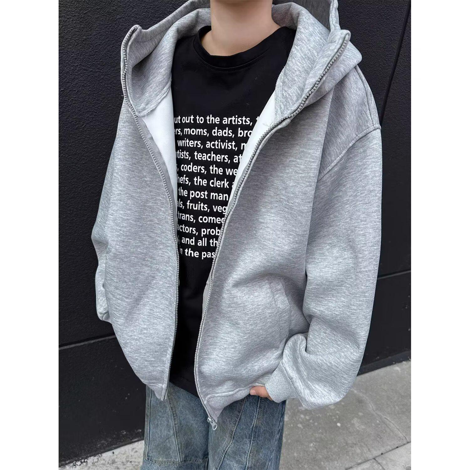 

Autumn Men s Space Cotton Hooded Heavyweight Hoodie: Versatile Solid Color Jacket for Couples - Suitable for Spring and Autumn. Medium