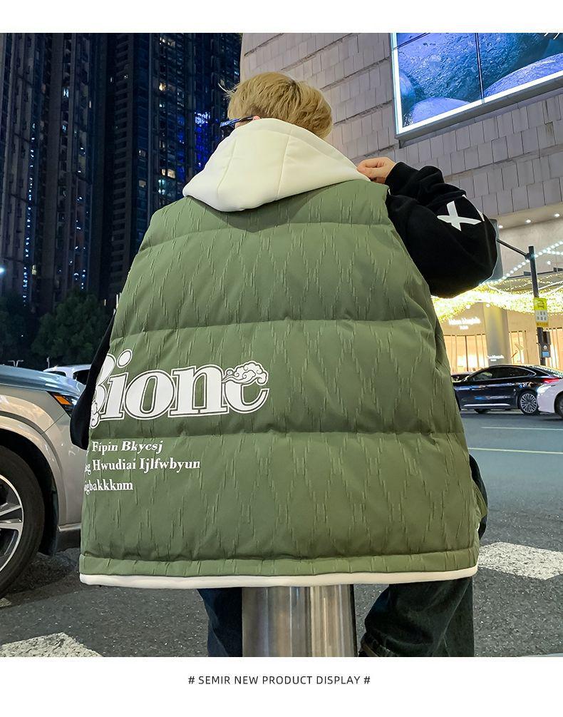 Men's Winter Two-Piece Look Vest: Thickened Down Cotton Casual Cape Coat