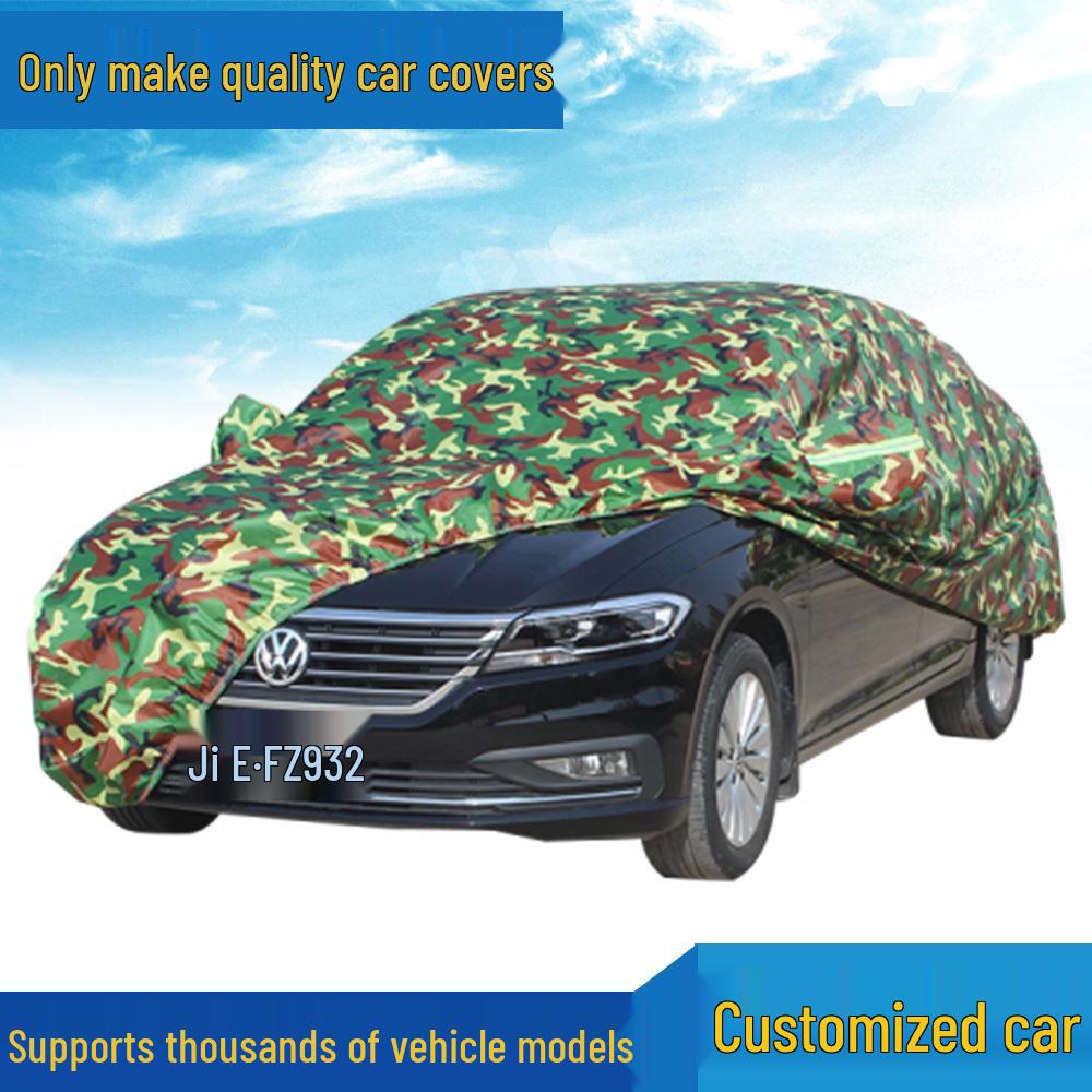 PEVA Thickened Cotton Flannel Camouflage Car Cover with Reflective Strips