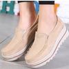 Genuine Leather Women Walking Shoes Elegant Mother Shoes Plush Warm Fashion Rocker Shoes Slip-on Platform Shoes