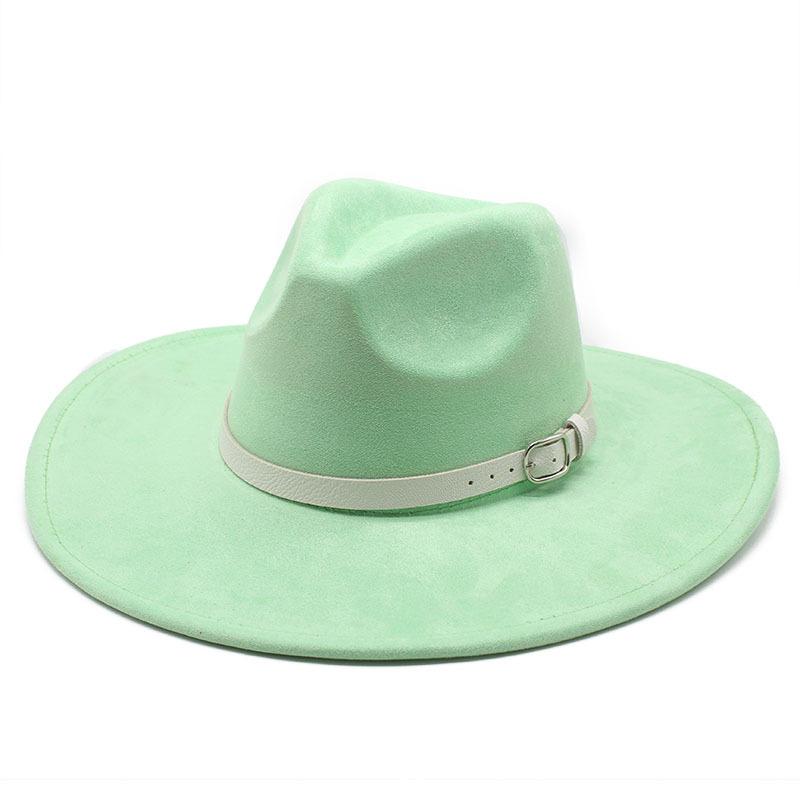 Big Edge Jazz Top Hat Women'S 9Cm Brim Suede Peach Heart Top Fringed Hat
