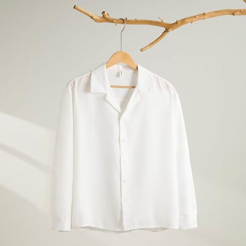 Men's long-sleeved shirt solid color shirt men's slim fit large size shirt jacket