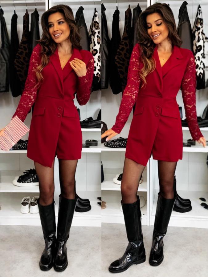 2024 European & American Autumn/Winter Lace Sleeve Fashion Coat Dress