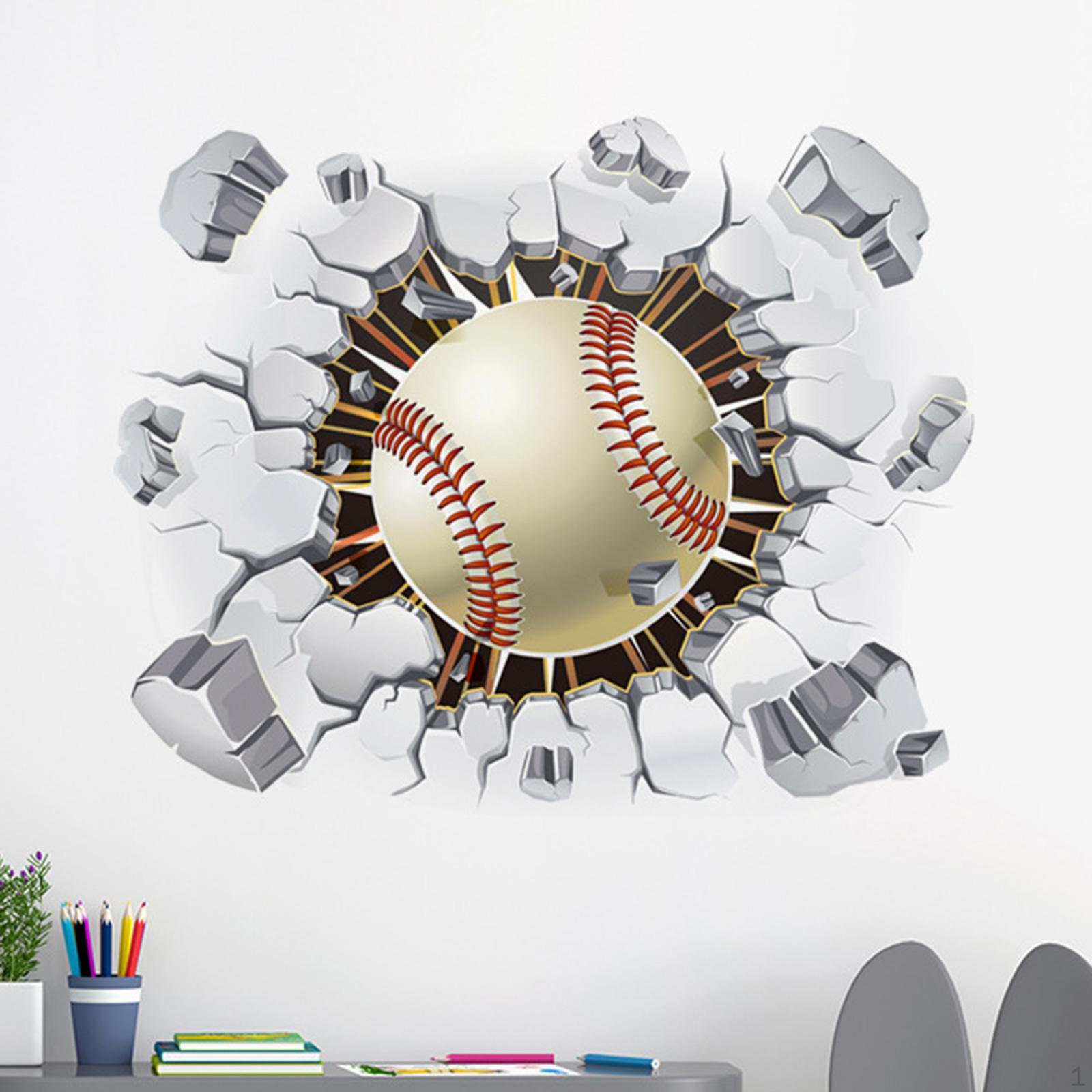 

3D сферическая настенная наклейка для детских игровых комнат и спален Baseball
