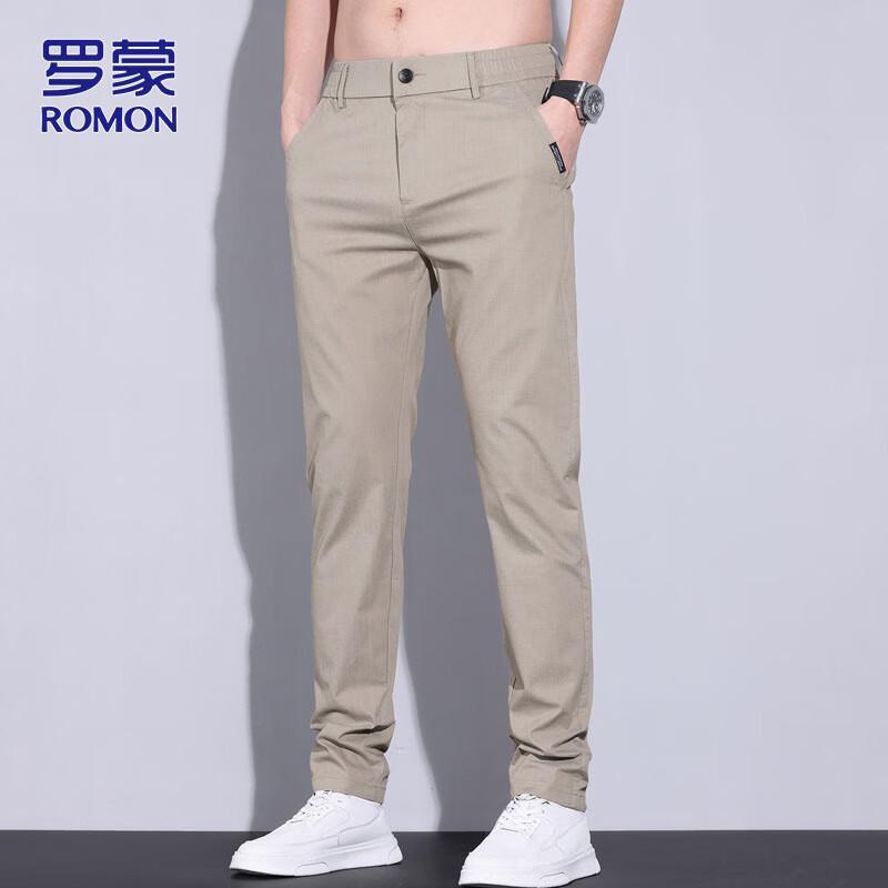 

ROMON Men s Summer Straight-Leg Business Casual Long Pants 28