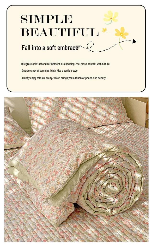 Double-Layer Gauze Summer Comforter Set: Single Piece, Machine Washable, Ideal for Air-Conditioned Rooms, Spring & Summer Use