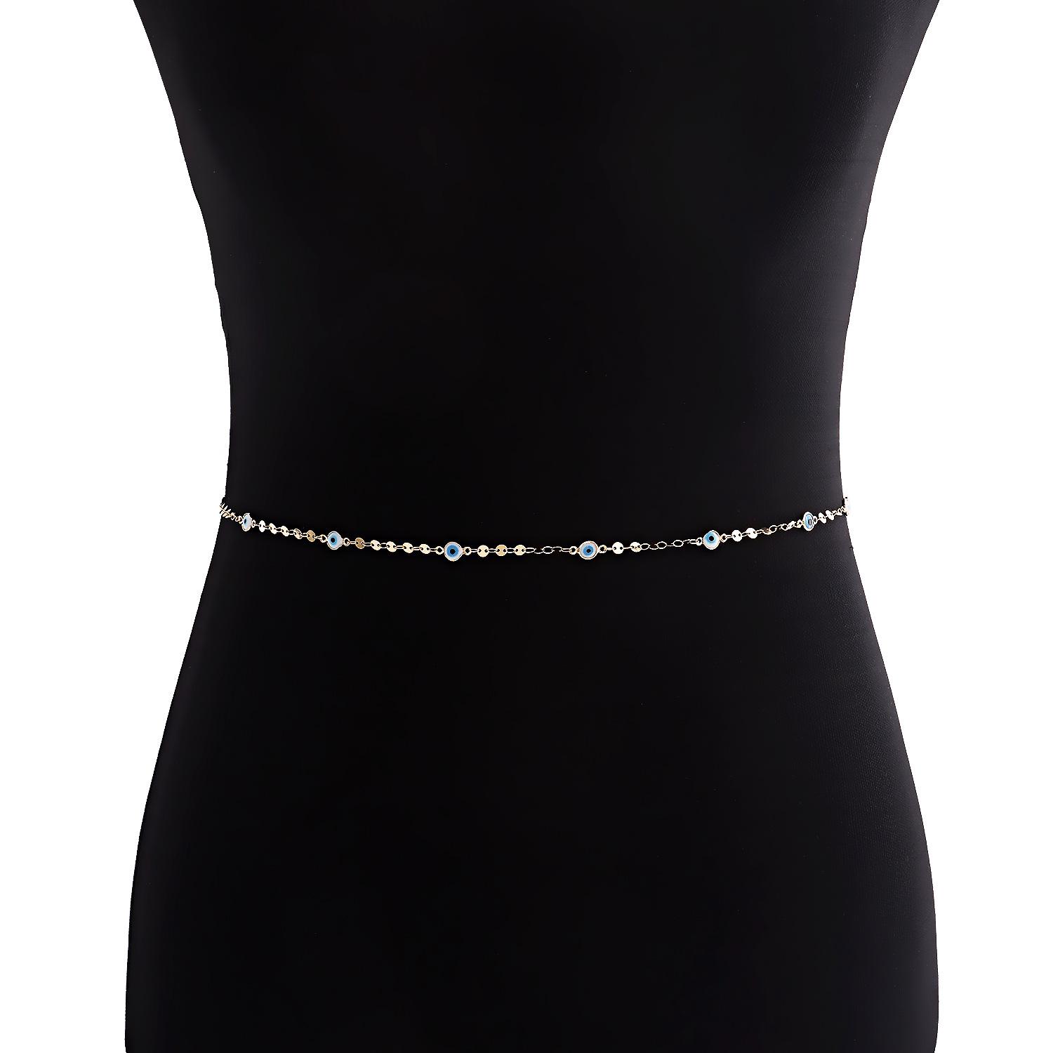 Geometric disc Devil s eye waist chain waist chain simple waist decoration Xiaoxiangfeng золотой