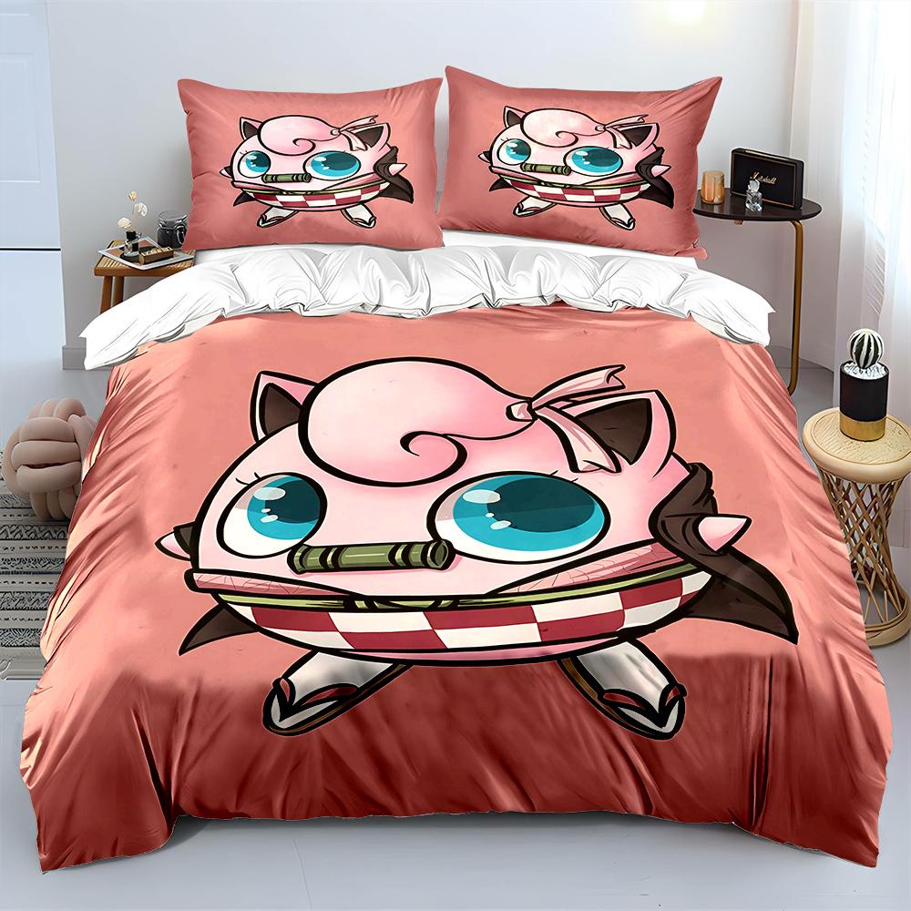 Pokemon Jigglypuff 3 Pieces Bed Set Pillowcase Adult Bed Cover Bedroom Bed Set Duvet Set Duvet Home Decoration  Quilt Cover