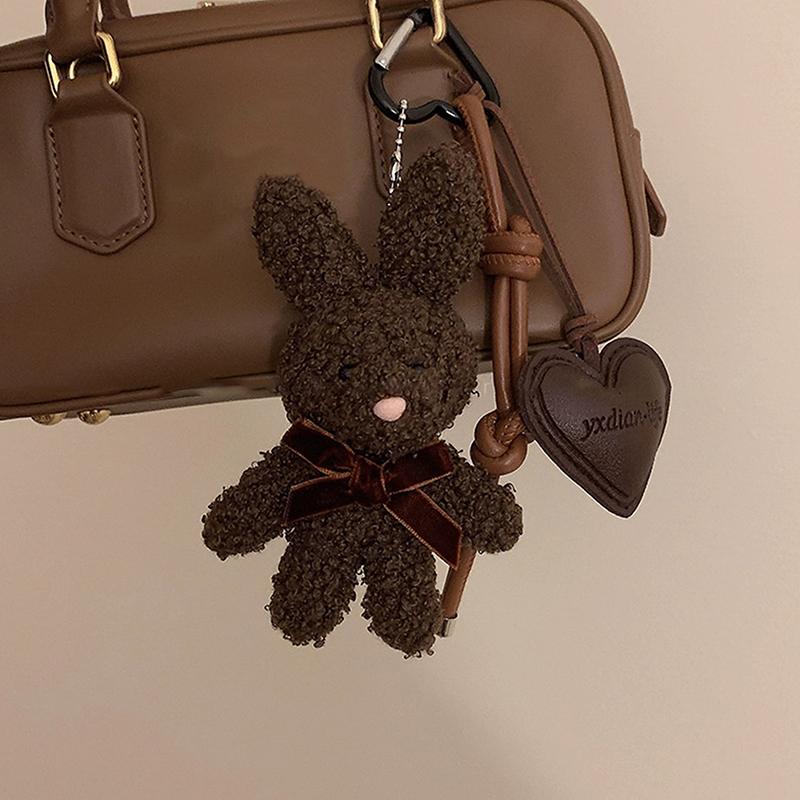 Kawaii Plush Rabbit Keychain Y2K Cute Sweet Bunny Stuffed Keyring Backpack Pendant Bag Hanging Decoration For Girls Gift