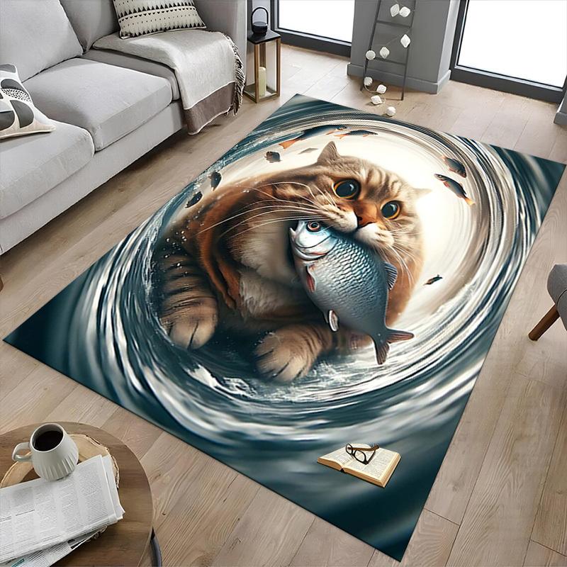 1PC cat fish Anti-slip carpet, suitable for Office, bedroomand playrooms. It can also be used as a sofa footrest cover-W89