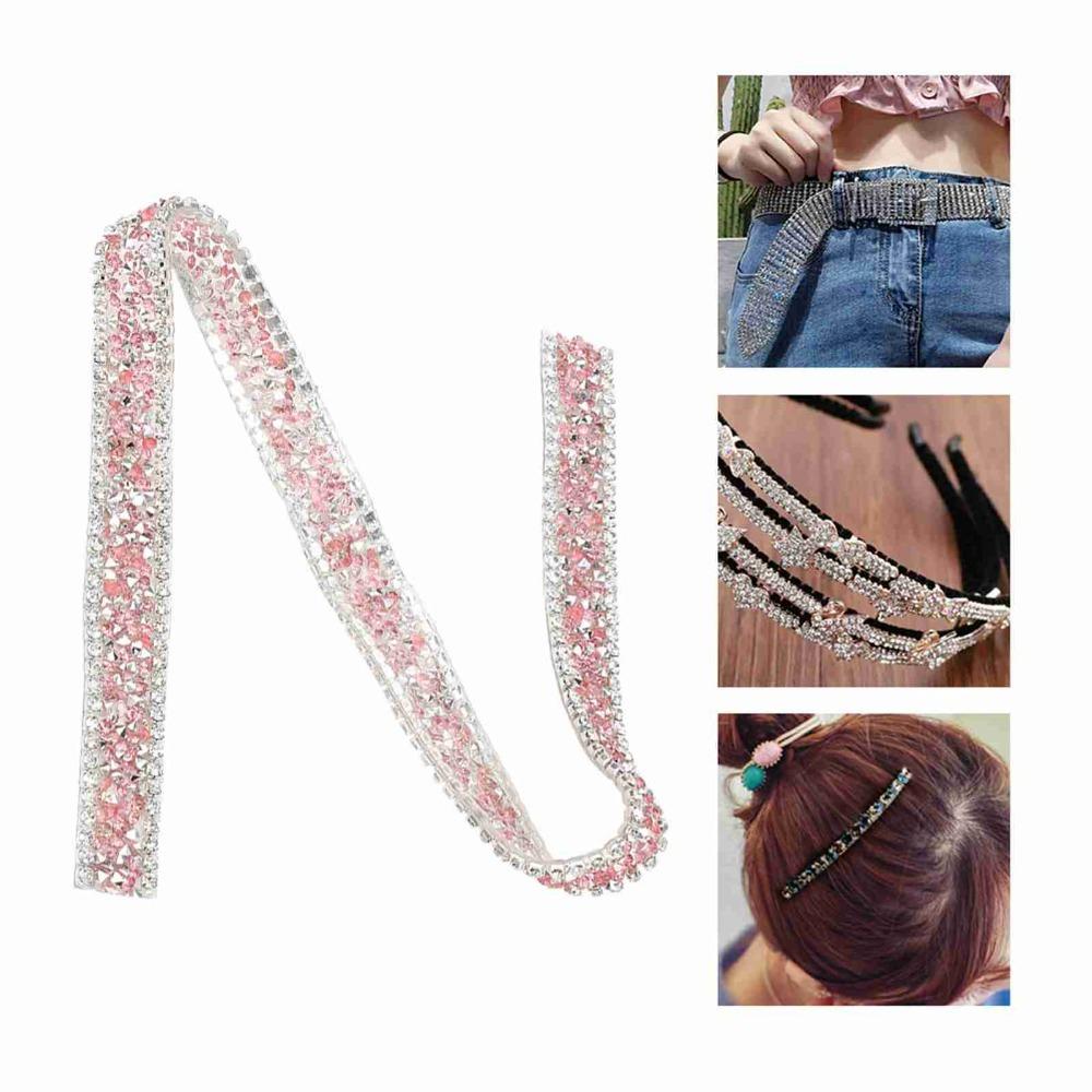 1pcs Hotfix Trim Crystal Trim Ribbon 1 Yard Length Diamond Mesh Wrap Rhinestone Ribbon  For Sewing