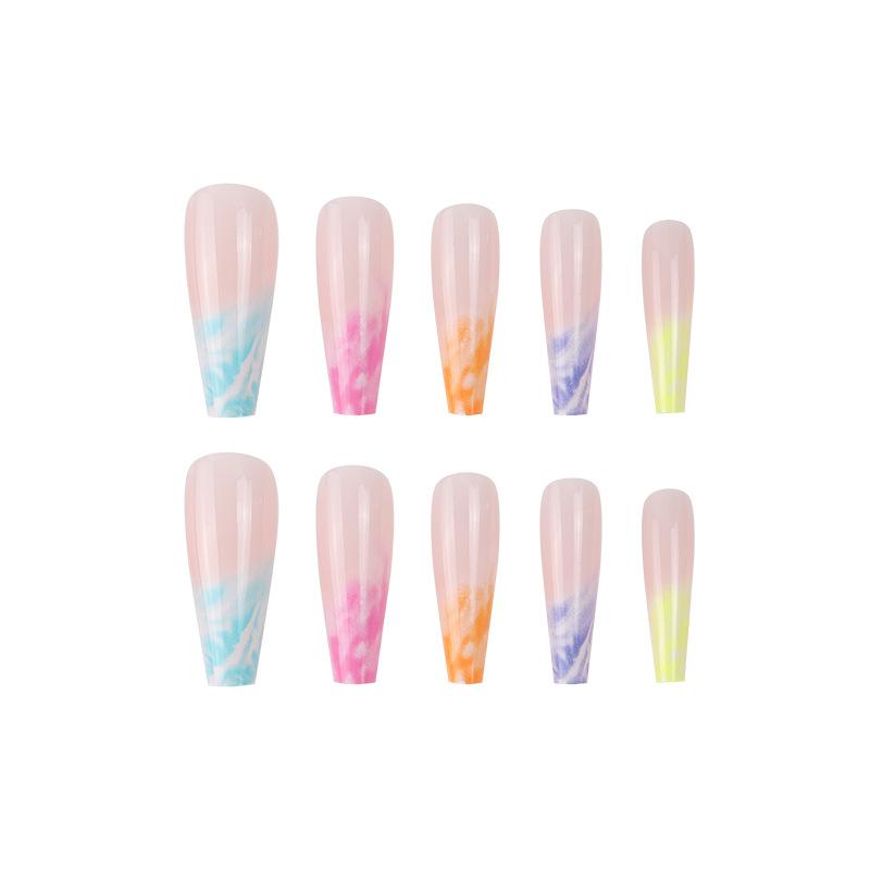24Pcs Gradient Long Ballet Press On Nails With Glue Full Cover Acrylic False Nails Artificial Manicure Tips