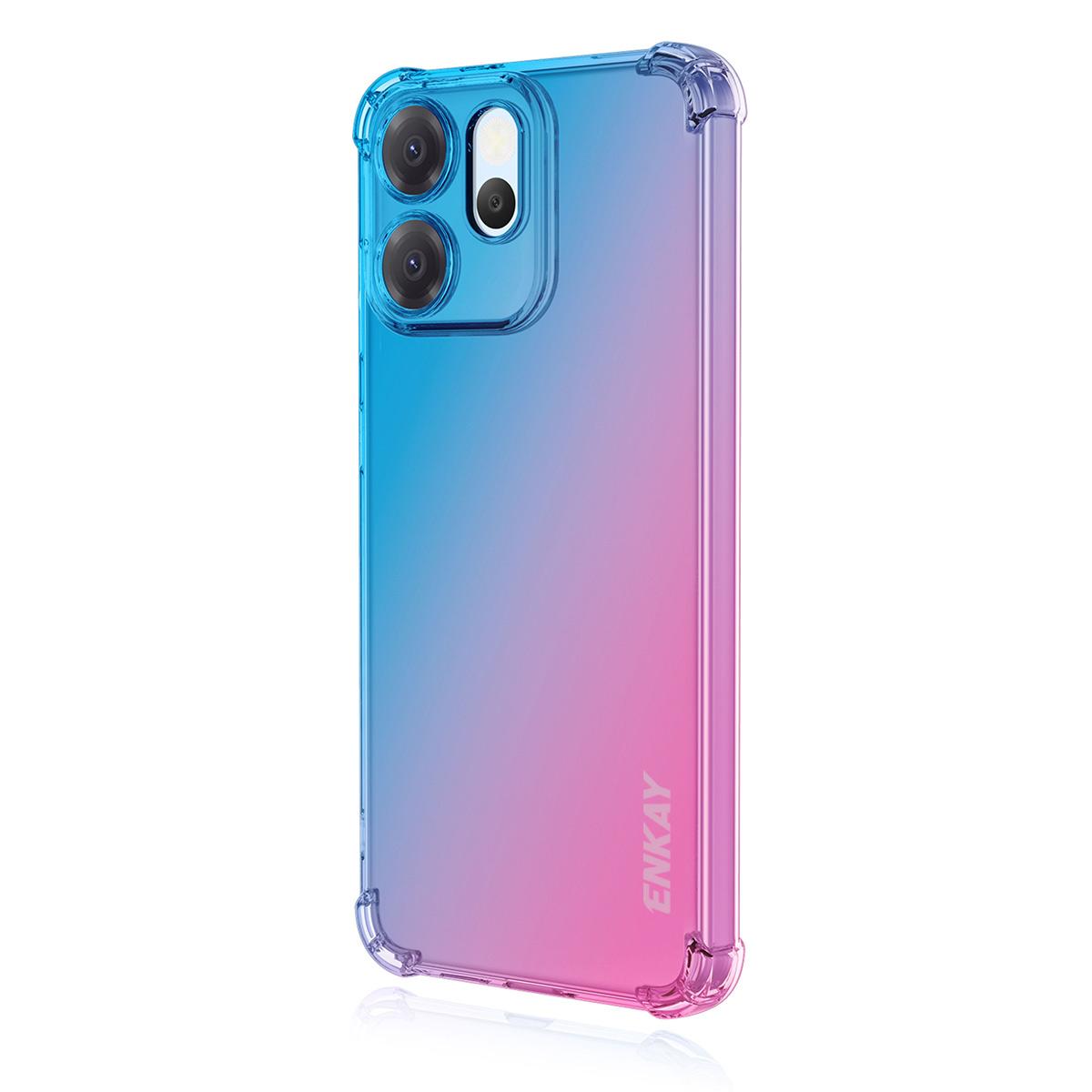 

For Oppo Reno14 F 5G TPU Case ENKAY Thickened Four Corner Drop-proof Phone Back Cover Blue/Pink