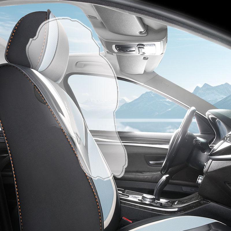 1PC Coussin de Siège de Voiture Tout Cuir Housse de Siège Respirante Entièrement Enveloppante Cuir Nappa Perforé Feuille Unique Compatible Toutes Saisons