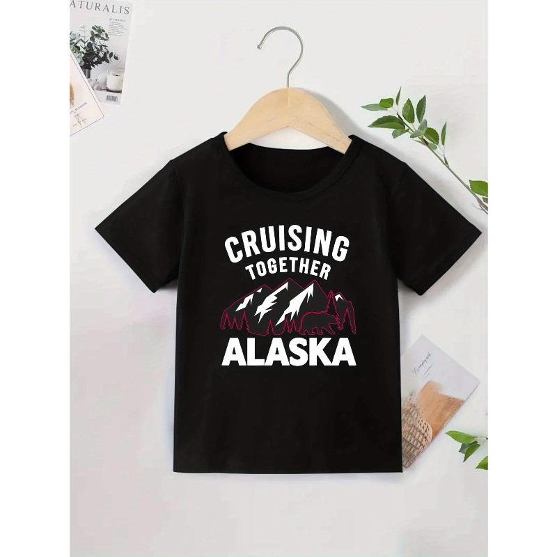

Европейские размеры CRUISING TOOETHER ALASKA Мальчики и Девочки Новая Повседневная Футболка с Коротким Рукавом Летняя Детская Одежда с Круглым Вырезом Футболка с Принтом 98cm чёрный