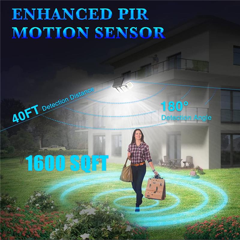 300 LED 7000K Solar Lights Outdoor Motion Sensor Lights 360° Wide Angle Security Spot LED Flood Light for Patio Yard Garden