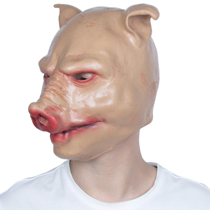 Halloween Animal Mask Chainsaw 3 Adult Horror Latex Headgear Prom Party Pig Head Mask Full Face