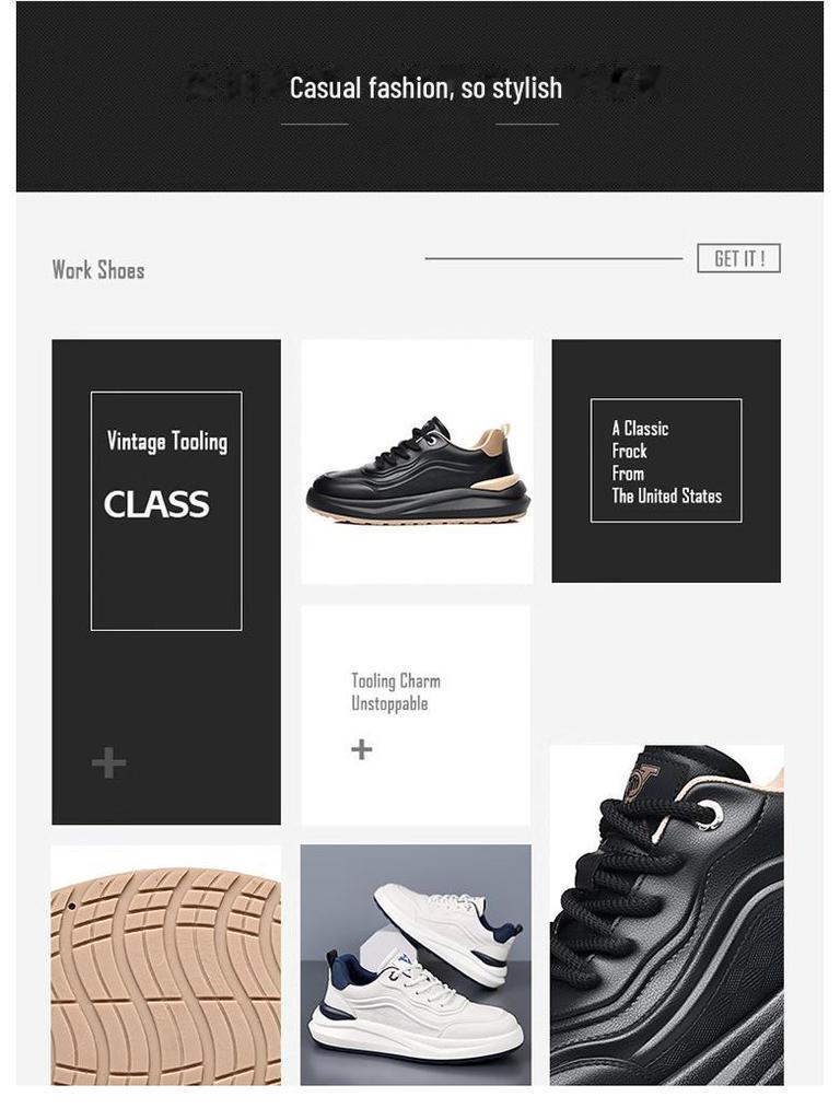 Men's Autumn & Winter Genuine Leather Sneakers - Stylish, Comfortable, Versatile, Casual White Shoes.