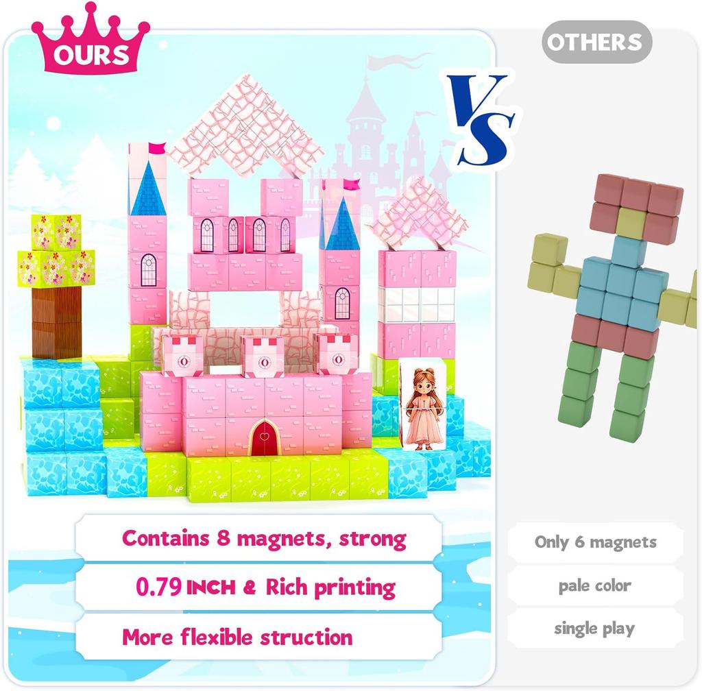 Magnetic Blocks Princess Castle World Creative Magnetic Building Blocks Stem Preschool Learning Sensory Toys Birthday Gift